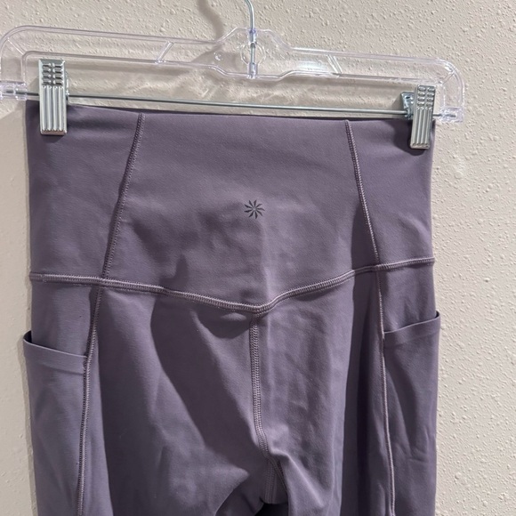 Athleta Dusk Violet XS Salutation Stash Flare Yoga Pants Performance Athleisure - Picture 3 of 4